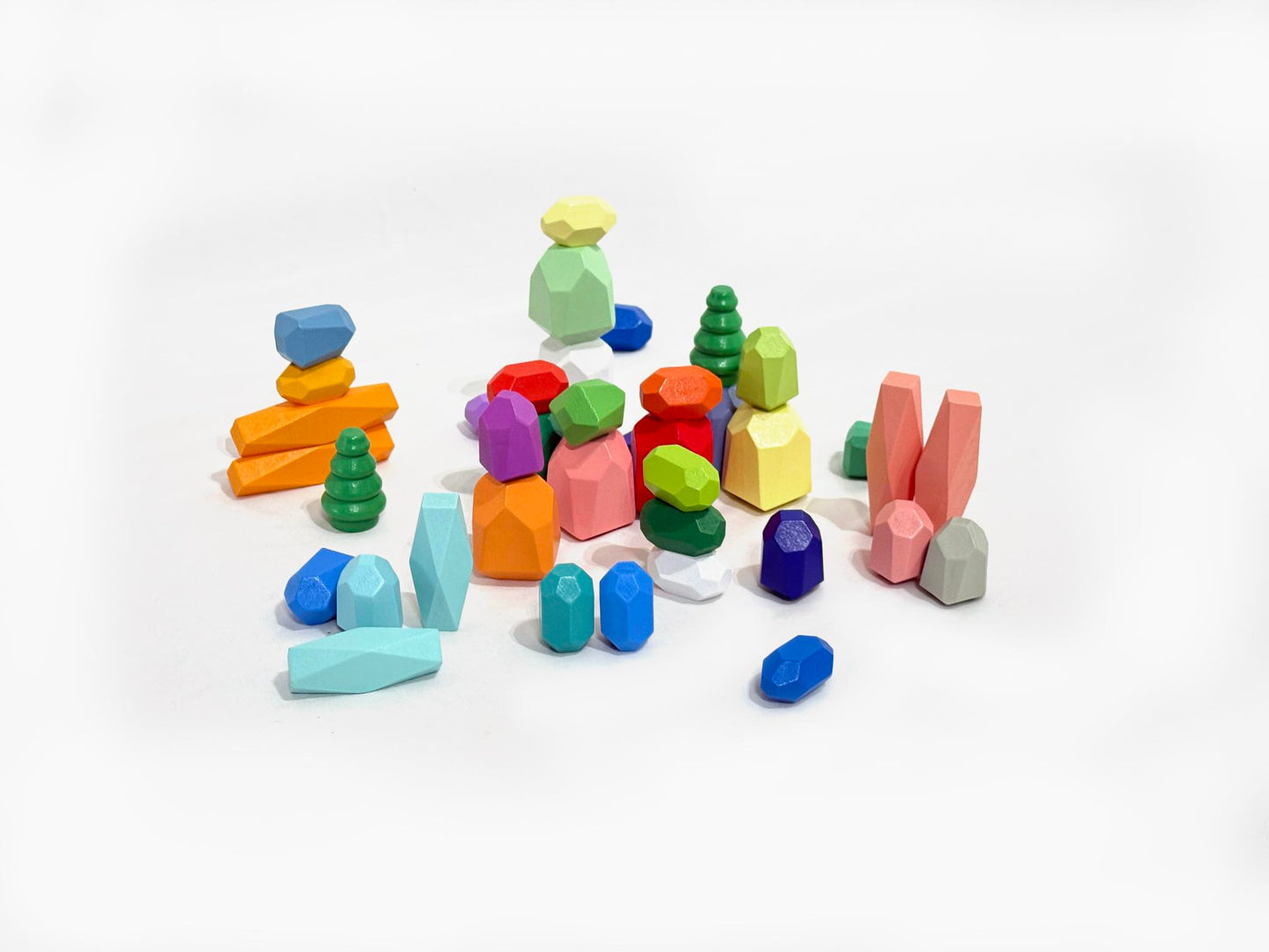 40pcs Wooden Loose Part Rock Stacker